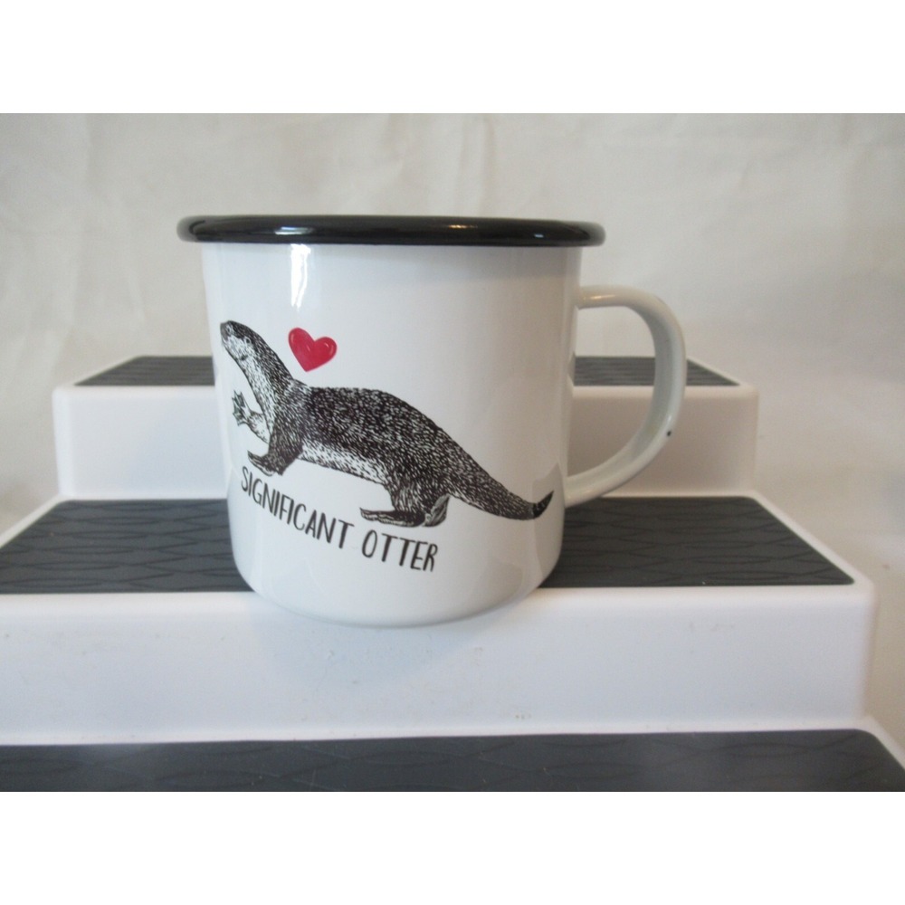 Enamel Mug significant otter  Enamel Co Camping mug heart black white Cup NEW
